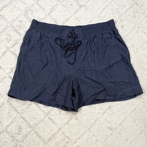 Vince Shorts Women's M Blue Navy Cupro Cotton Tie Waist Comfy Casual Pockets 4.5